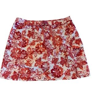 Womens Title Nine Red Orange Floral Skort Skirt Short Activewear‎ Size 8
